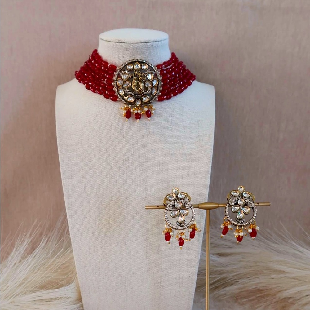 COPY - Kundan beaded Indian Pakistani jewelry set